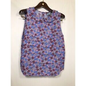 Matilda Jane M Top Character Counts Blue Burgundy Pink Floral  Collar